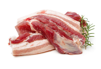 Pork belly on white background