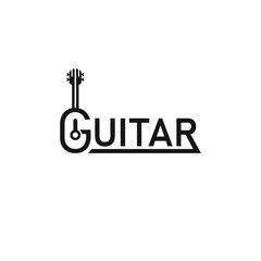 Guitar concept with letter G, business logo design.