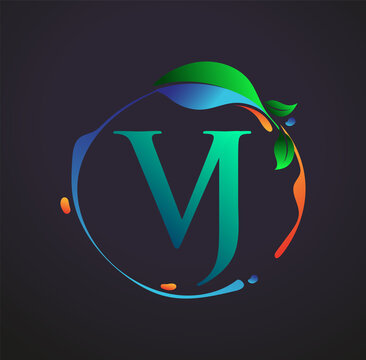 Initial Letter VJ With nature elements Logo, colorful nature and environment logo. vector logo for business and company identity.