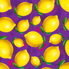 Pattern, geometric seamless pattern from tropical fruit lemon. Print.