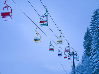 old and colorful ski lift
