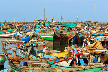 Fototapeta na wymiar Al-Hudaydah fishing port in Jemen on the Red Sea