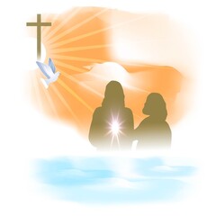Vector illustration concept of Baptism of Jesus Christ by John the Baptist background.