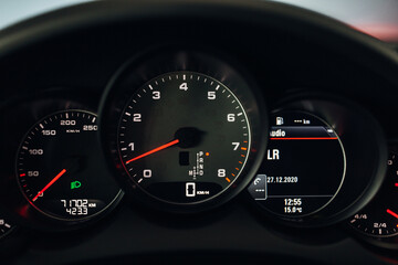 Fototapeta premium Sport car dashboard with backlight
