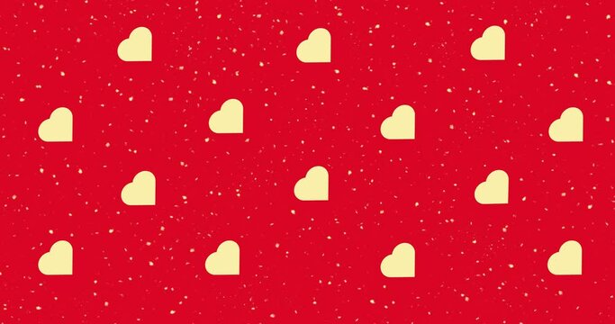 gold hearts on red background. Valentine background animation