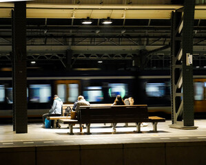 people waiting for the train
