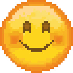 Pixel emoji. emoticon. Vector smiling emoji. Smiling face. Happy. Cute emoticon isolated on white background.