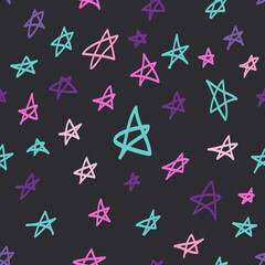 Seamless pattern with hand drawn stars