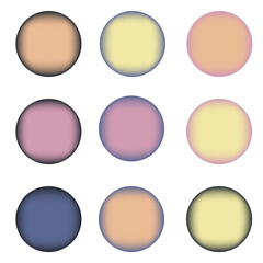 Set of nine colorful circles with place for text