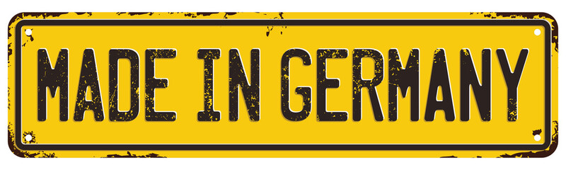 Made in Germany. Vector Damaged License Plate.