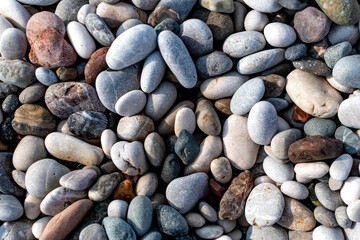 Multi-colored pebbles background. Close up.
