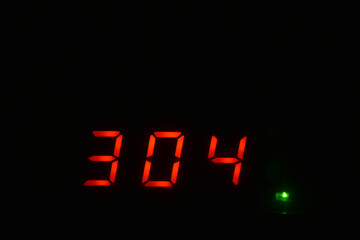 Red numbers on the display in the dark