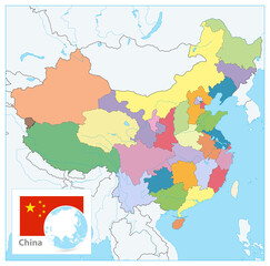 Fototapeta na wymiar China Political Map. No text