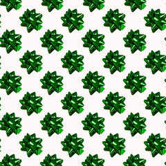 Green bow, white background, close-up, pattern