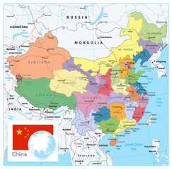 Fototapeta na wymiar China Political Map