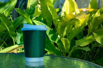 Paper cup with tea coffee drink