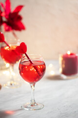 Valentines day celebration with champagne mimosa drink cocktail
