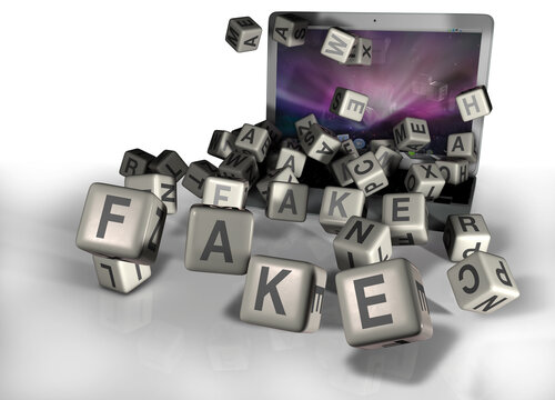 W&uuml;rfel, die das Wort FAKE ergeben