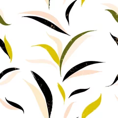 Gardinen seamless leaves background pattern, with paint strokes and splashes © Kirsten Hinte