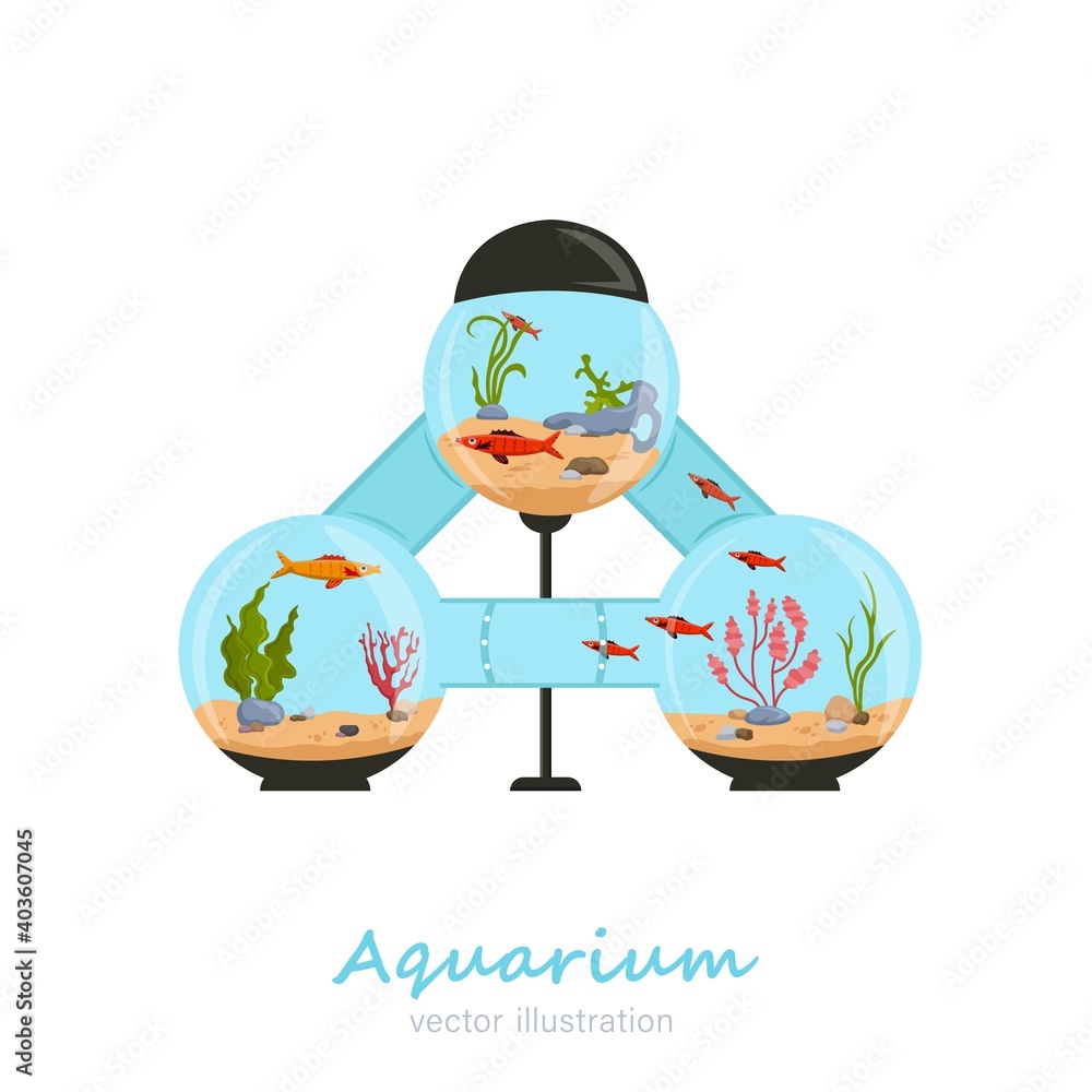 Sticker Beautiful round fish tank image