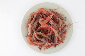 red raw fresh prawns as sea food delicacy