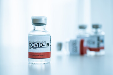Coronavirus - 2019-nCoV or COVID-19 vaccine bottles for injection use only.