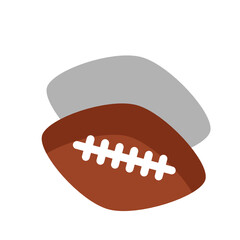 Football rugby ball from above with 3d shadow effect simple graphic clipart illustration or icon isolated