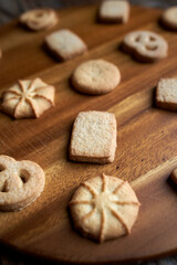 Butter biscuits on wooden board