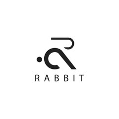 letter R simple logo creative illustration rabbit vector design template