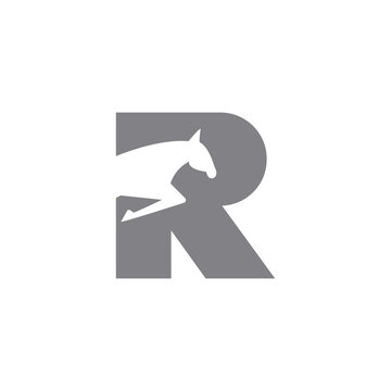 letter R logo, creative vector illustration, horse design