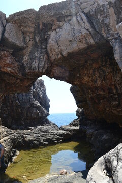 Beautifull rock formation with sea horizon Perfect blue water seaside croatia