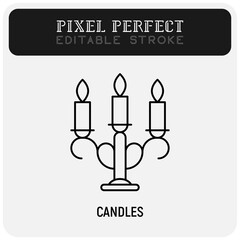 Candelabrum thin line icon. Pixel perfect, editable stroke. Vector illustration.