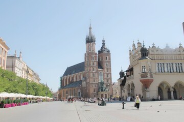 St. Mary's Basilica at Main Square in Krakow, Poland
