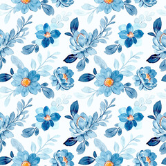 Beautiful blue floral watercolor seamless pattern © Asrulaqroni