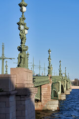 Fototapeta na wymiar Russia, St Petersburg, a fragment of the Trinity Bridge over the Neva River