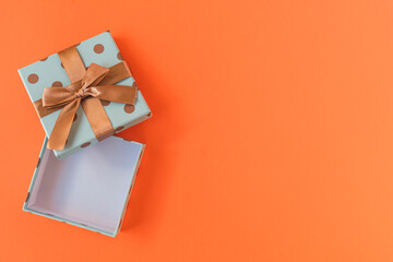 gift box on orange background
