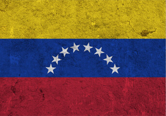 Fahne von Venezuela auf verwittertem Beton