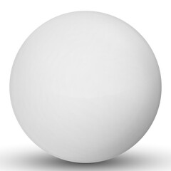 Glass white ball or precious pearl. Glossy realistic ball, 3D abstract vector illustration highlighted on a white background. Big metal bubble with shadow.