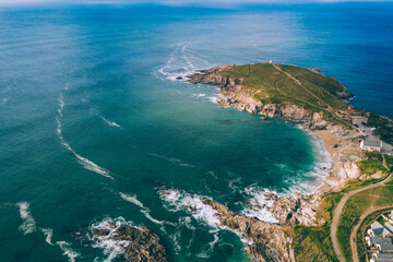 Fototapeta na wymiar Amazing landscape seen from a drone in the British coastline, Cornwall.