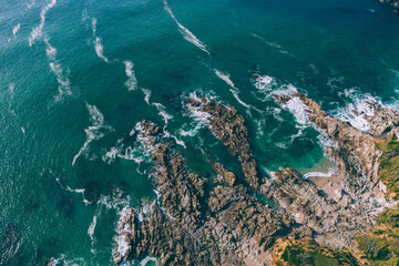 Amazing landscape seen from a drone in the British coastline, Cornwall.