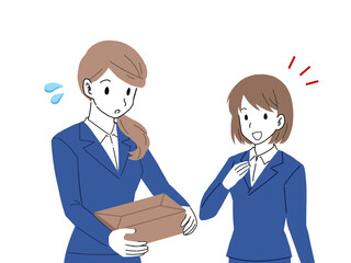 自発的に仕事を手伝おうとする元気な新入社員のイラスト