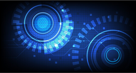 Vector Abstract futuristic circuit board, Illustration high computer technology dark blue color background. Hi-tech digital technology concept