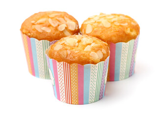 cup shape sponge cake on white background