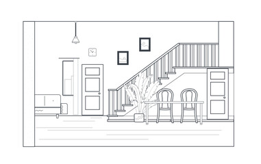 line interior design room with stairs and window