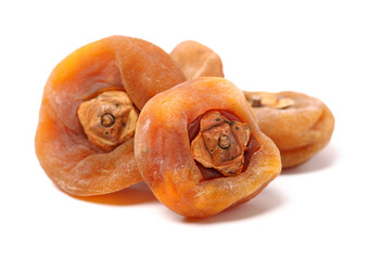 dried persimmon on white background 