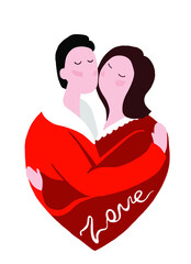 vector illustration couple love. The creative design wallpaper, background for greeting cards, posters, stickers and seasonal design. Isolated on white background