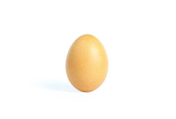 Isolated single chicken egg fresh and raw brown shell on a white background health food with clipping path.