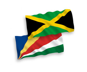 Flags of Jamaica and Seychelles on a white background