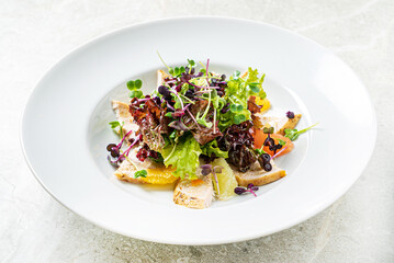 fresh salad with chicken and vegetables