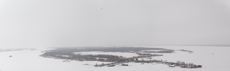 Winter isle on Volga river